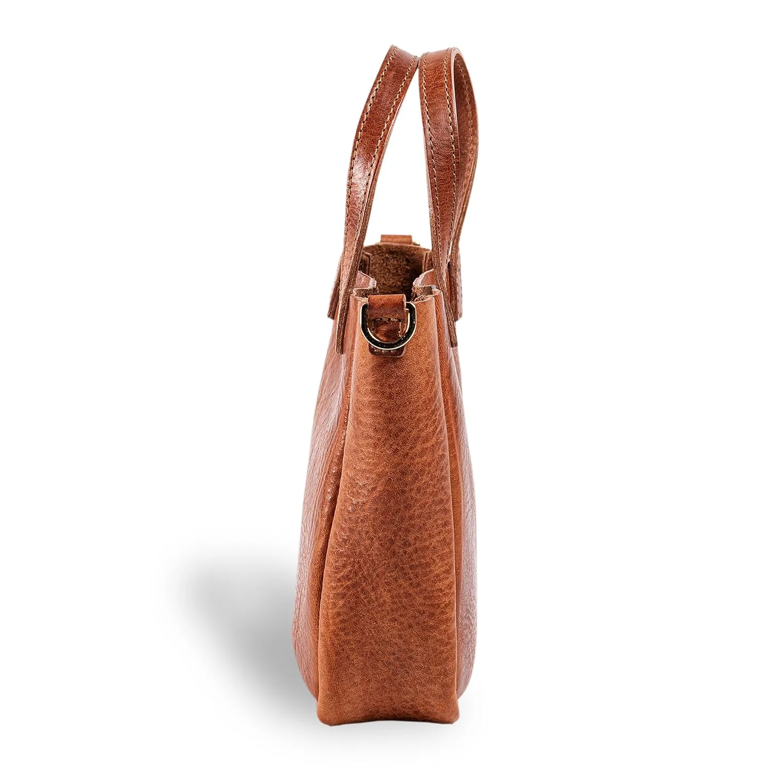 PEGAI Premium Italian Leather Mini Tote Bag - Versatile Crossbody Bags For Women, Bucket, Sling & Shoulder Bag with Adjustable Detachable Strap | Bucky (Dark Brown, Italian Leather)