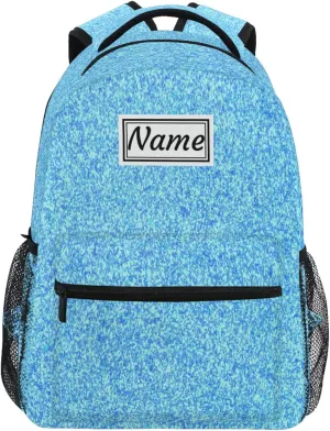 Pfrewn Custom Sky Blue Aqua Glitter Sparkle Backpacks Personalized Bookbag with Name Boys Girls School Backpack 17"
