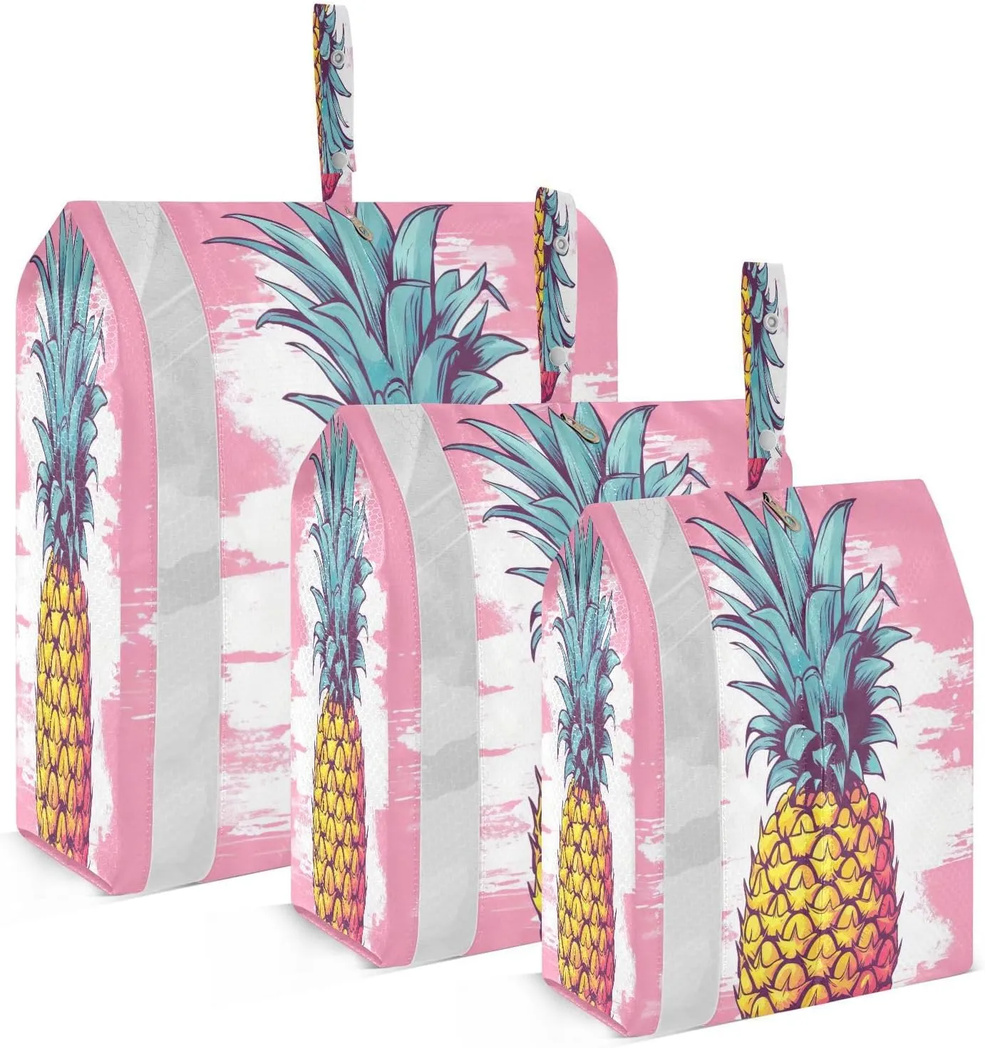 Pineapple Pink Packing Cubes for Travel 3 Set Compression Packing Bags Luggage Bags for Vacation Clothes