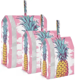 Pineapple Pink Packing Cubes for Travel 3 Set Compression Packing Bags Luggage Bags for Vacation Clothes
