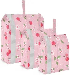 Pink Cherries Packing Cubes for Travel 3 Set Travel Compression Bags Luggage Bags Organizer for Carry On