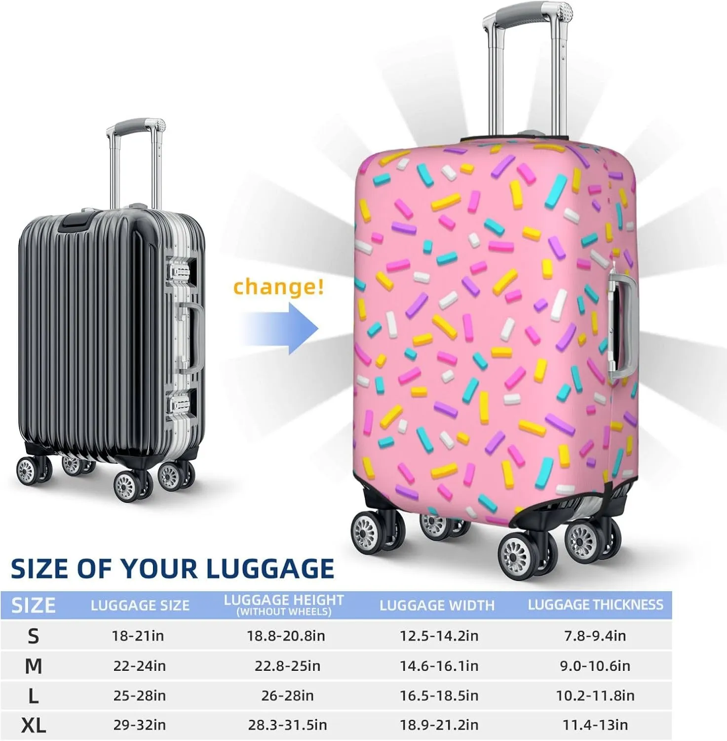 Pink Donut Luggage Cover,Washable Suitcase Covers Fashion Luggage Covers,Anti-Scratch Suitcase Protector Cover
