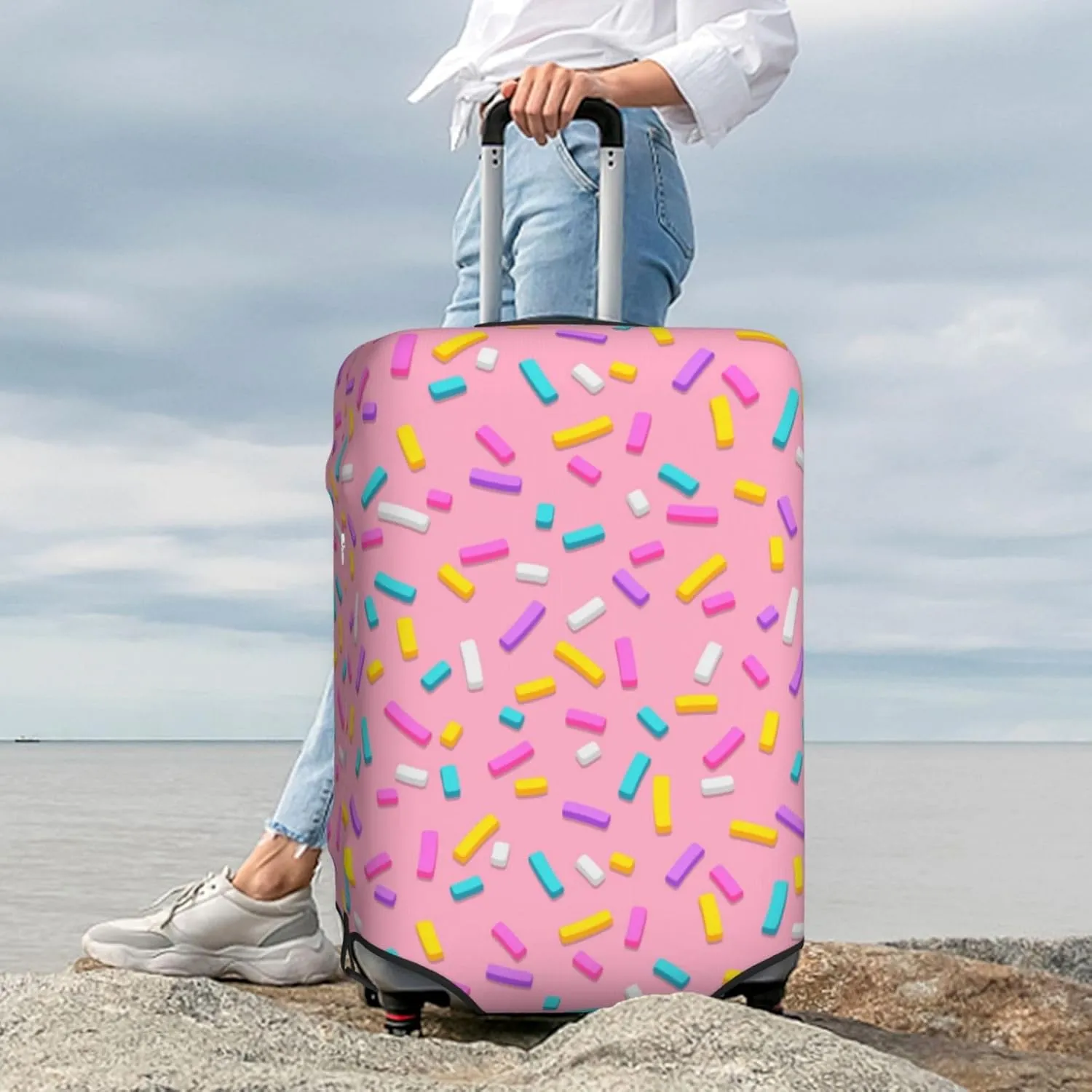 Pink Donut Luggage Cover,Washable Suitcase Covers Fashion Luggage Covers,Anti-Scratch Suitcase Protector Cover