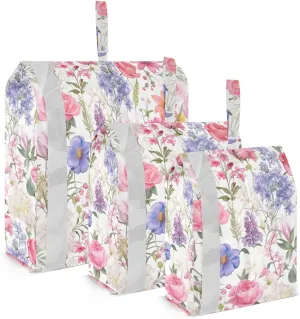 Pink Rose Flowers Leaves Packing Cubes for Travel 3 Set Compression Bags Luggage Organizer Bags for Luggage