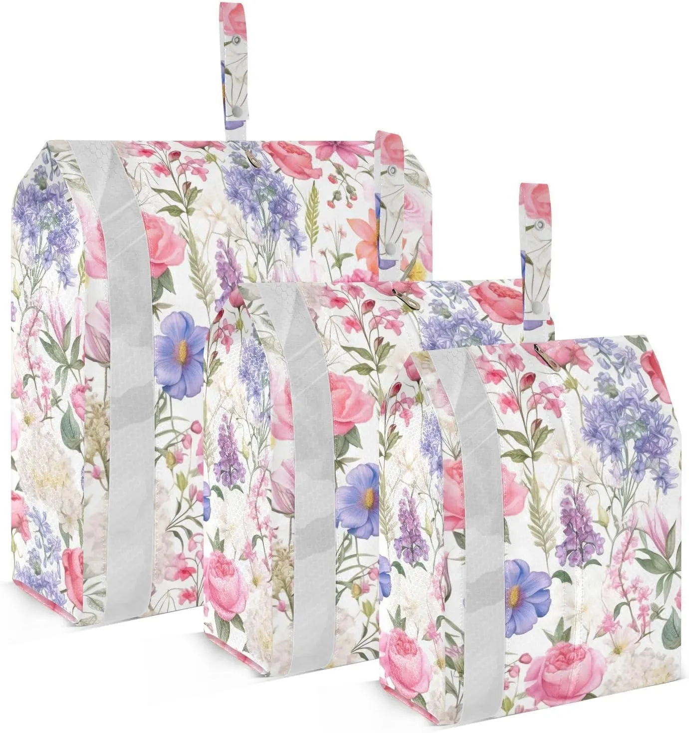 Pink Rose Flowers Leaves Packing Cubes for Travel 3 Set Compression Bags Luggage Organizer Bags for Luggage