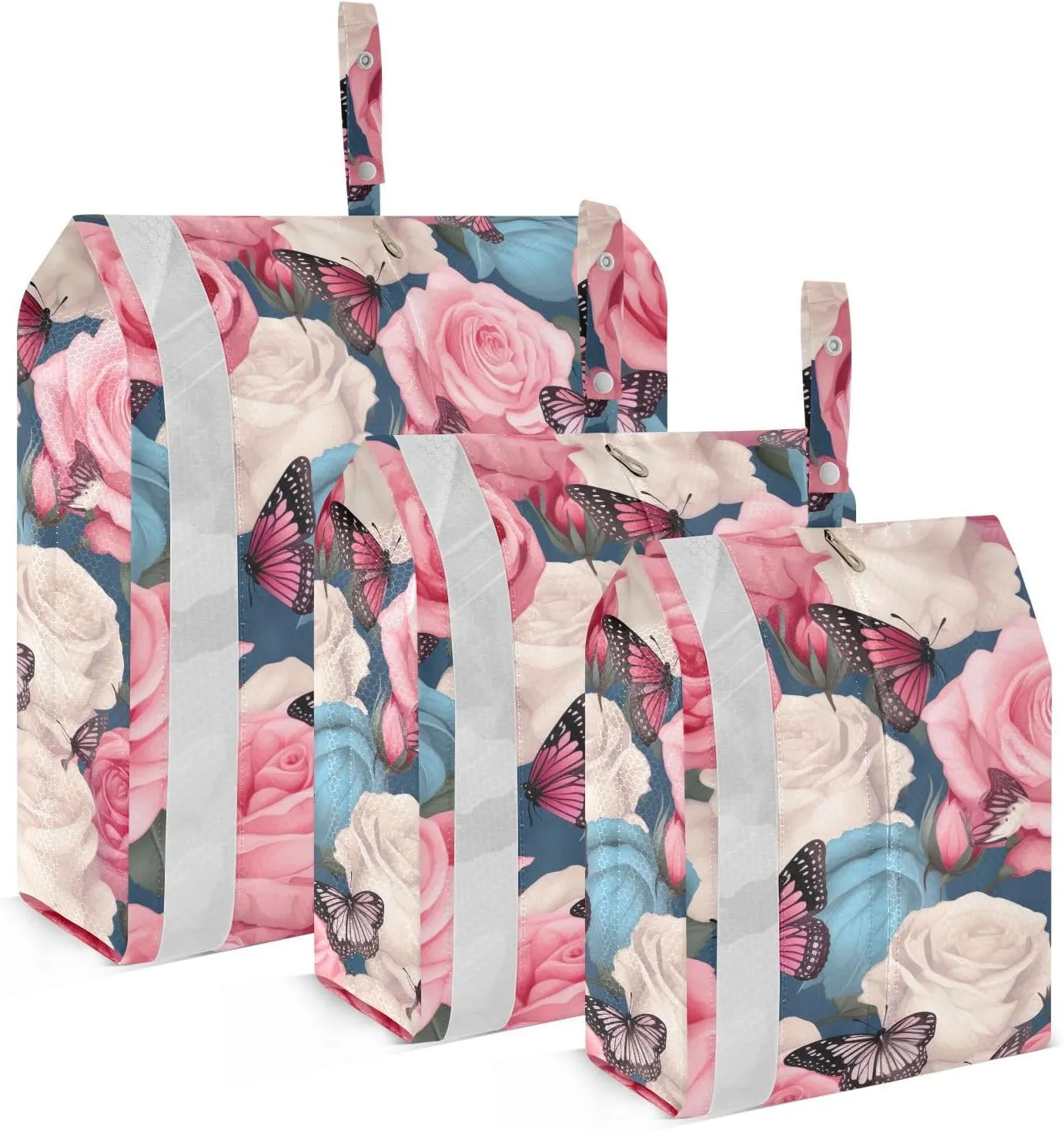 Pink Roses Butterfly Packing Cubes for Travel 3 Set Travel Organizer Bags Luggage Bags for Packing Compression