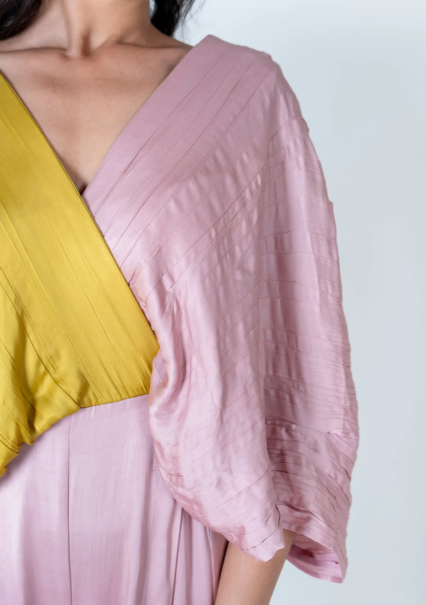 Pink-Yellow Color-Blocked Jumpsuit