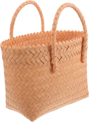 Plastic Woven Handbag Chic Rattan Tote for Summer Travel Lightweight Spacious Reusable Shopping Bag Versatile Beach Handbag for Groceries and Daily Use