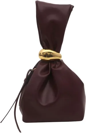 Pleated Bucket Bag for Women Elegant PU Leather Handbag Casual Evening Purse Top Handle Bag with Spacious Interior