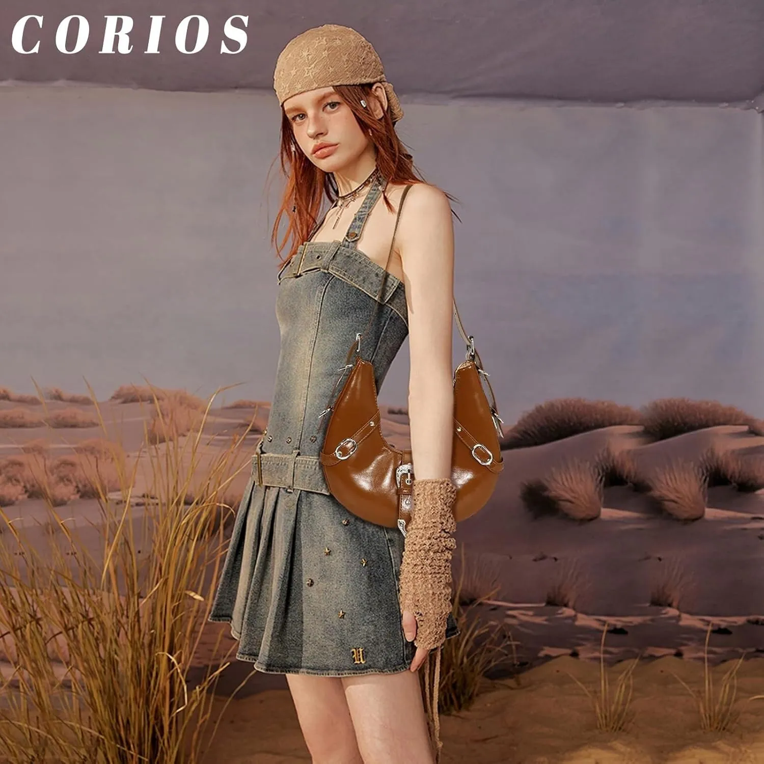 PU Leather Crossbody Tote with Adjustable Strap Elegant Underarm Fashion Women's Crescent Shoulder Retro Handbag