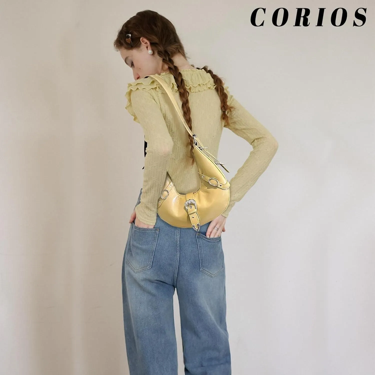 PU Leather Crossbody Tote with Adjustable Strap Elegant Underarm Fashion Women's Crescent Shoulder Retro Handbag
