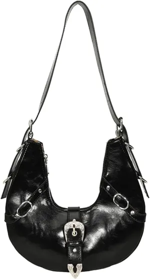 PU Leather Crossbody Tote with Adjustable Strap Elegant Underarm Fashion Women's Crescent Shoulder Retro Handbag