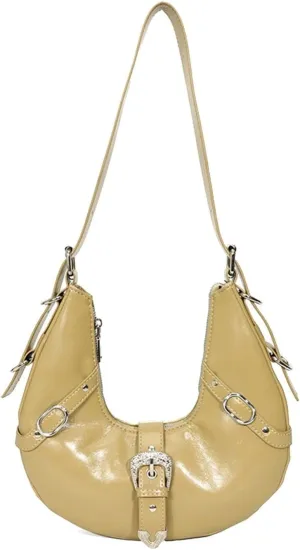 PU Leather Crossbody Tote with Adjustable Strap Elegant Underarm Fashion Women's Crescent Shoulder Retro Handbag