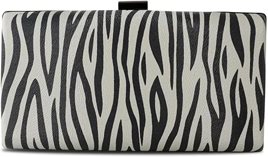 PU Leather Women Handbag Shoulder Bridal Wedding Purse Elegant Crossbody for Party Clutch Zebra Print Evening