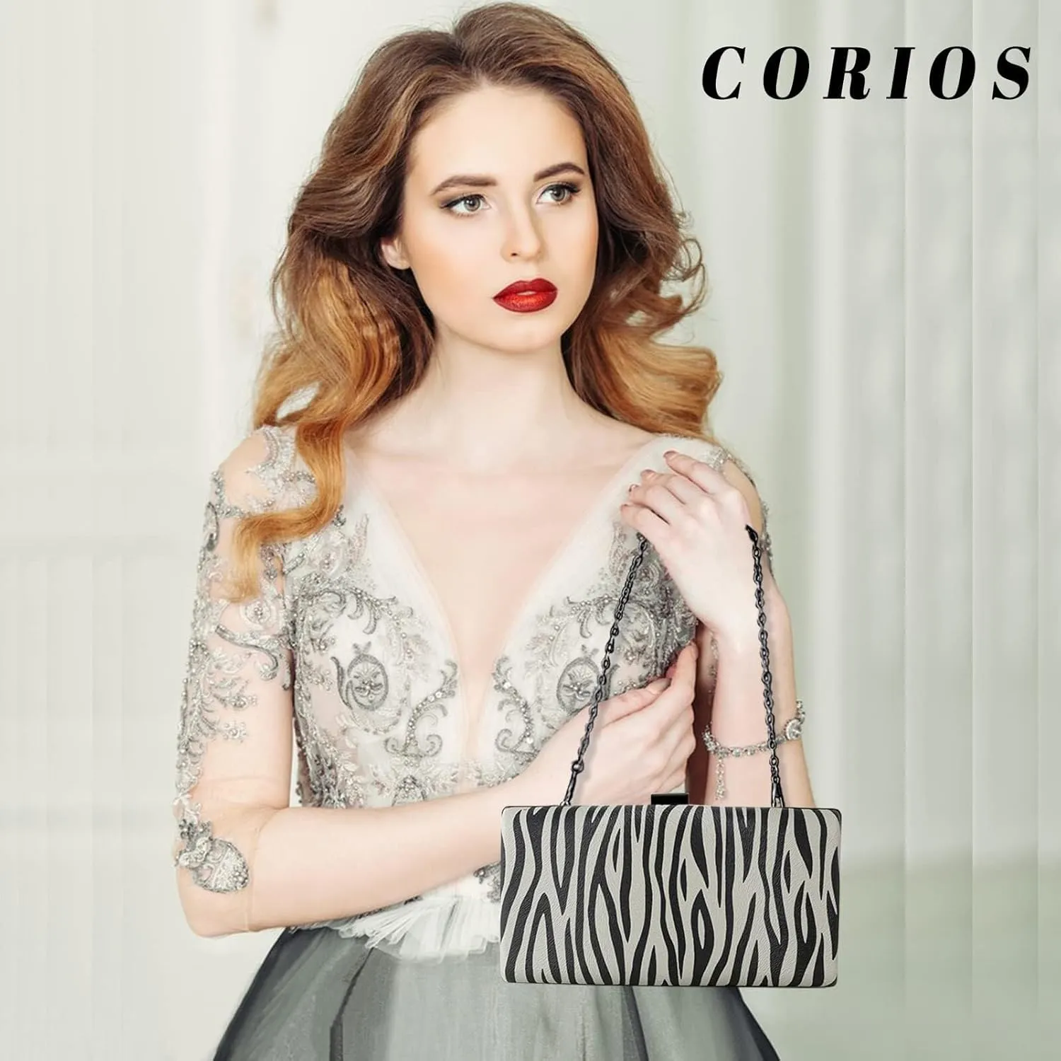 PU Leather Women Handbag Shoulder Bridal Wedding Purse Elegant Crossbody for Party Clutch Zebra Print Evening