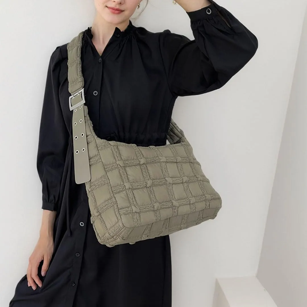 Puffer Tote Bag for Women Quilted Crossbody Carryall Bag Puffy Shoulder Bag Hobo Bubble Purse Nylon Handbag Lightweight