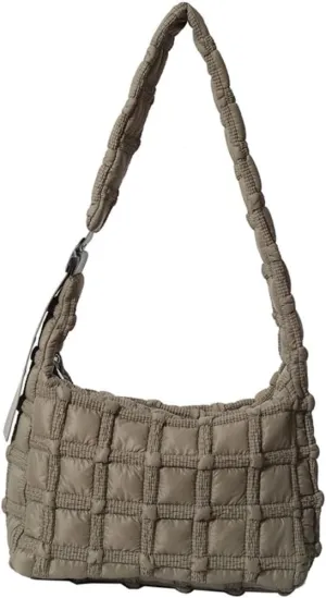 Puffer Tote Bag for Women Quilted Crossbody Carryall Bag Puffy Shoulder Bag Hobo Bubble Purse Nylon Handbag Lightweight