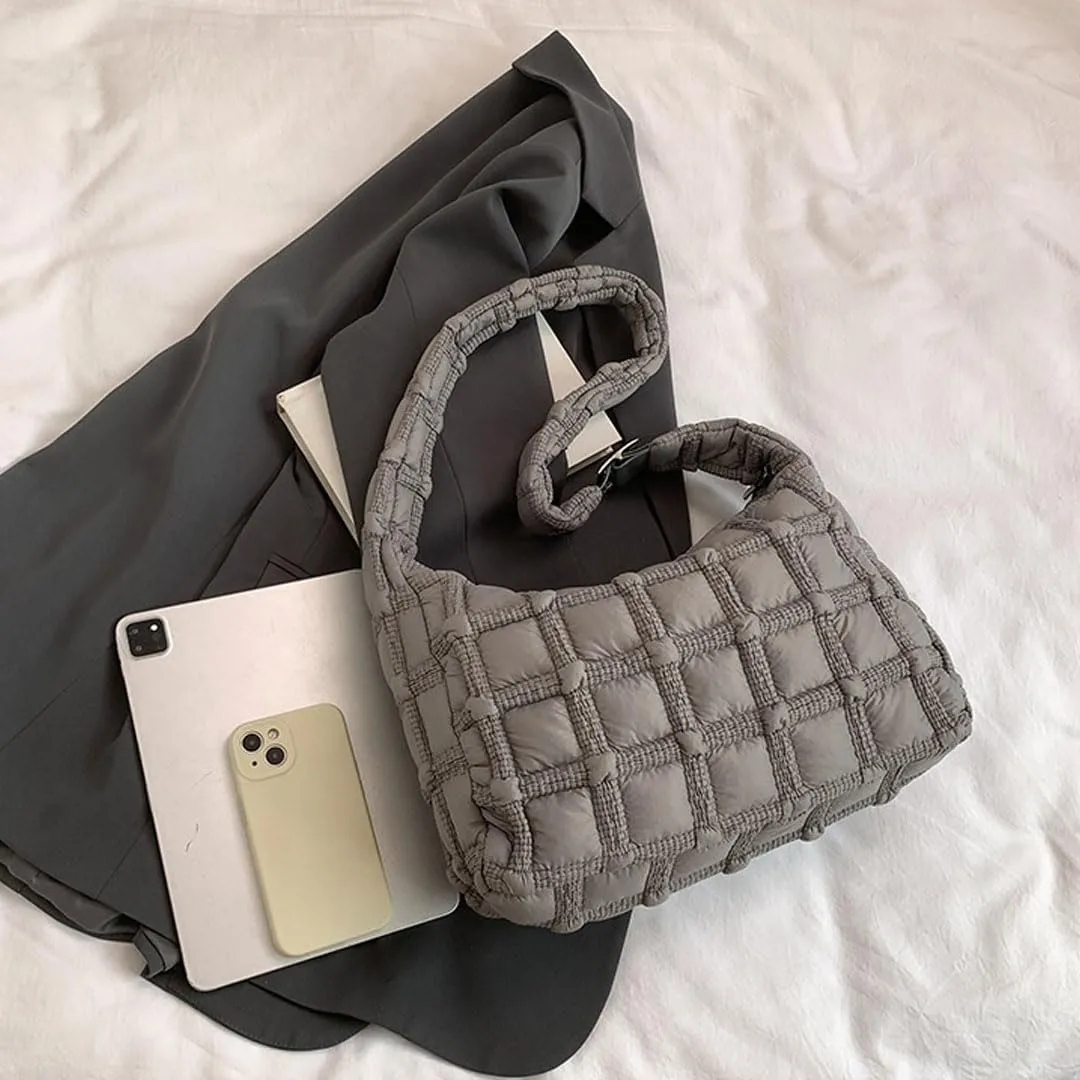 Puffer Tote Bag for Women Quilted Crossbody Carryall Bag Puffy Shoulder Bag Hobo Bubble Purse Nylon Handbag Lightweight