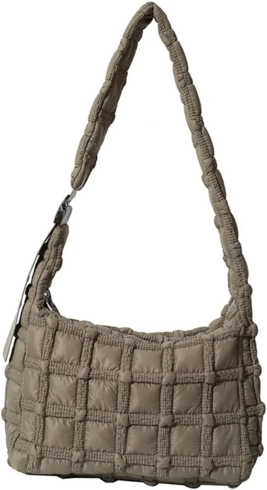 Puffer Tote Bag for Women Quilted Crossbody Carryall Bag Puffy Shoulder Bag Hobo Bubble Purse Nylon Handbag Lightweight