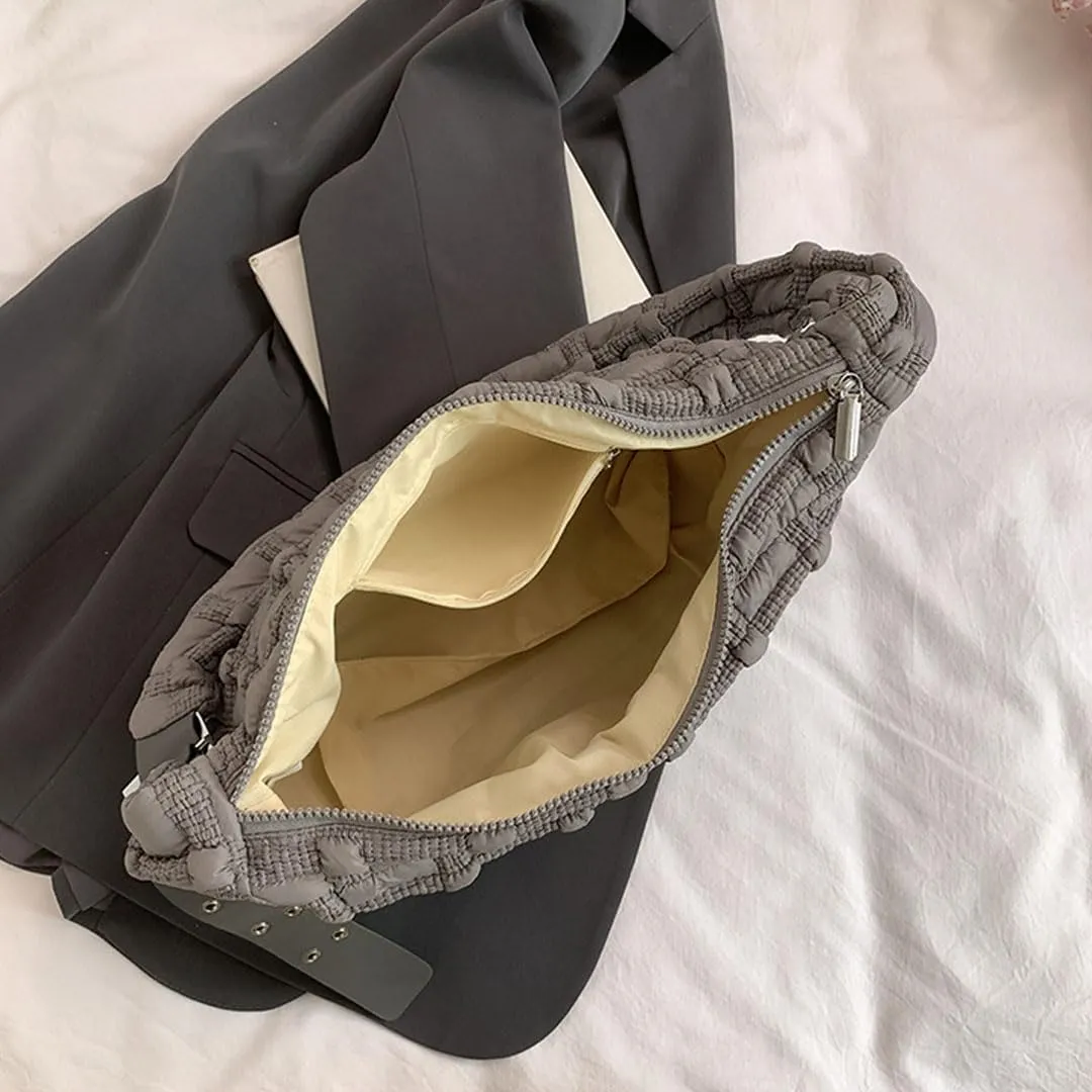 Puffer Tote Bag for Women Quilted Crossbody Carryall Bag Puffy Shoulder Bag Hobo Bubble Purse Nylon Handbag Lightweight
