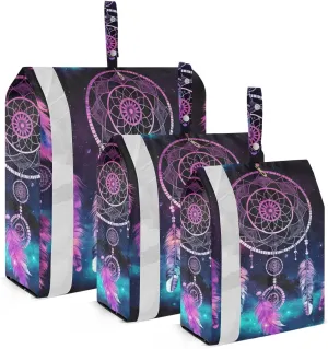 Purple Dream Catcher Packing Cubes Set of 3, Lightweight Travel Luggage Organizers Foldable Bags for Easy Packing and Organization