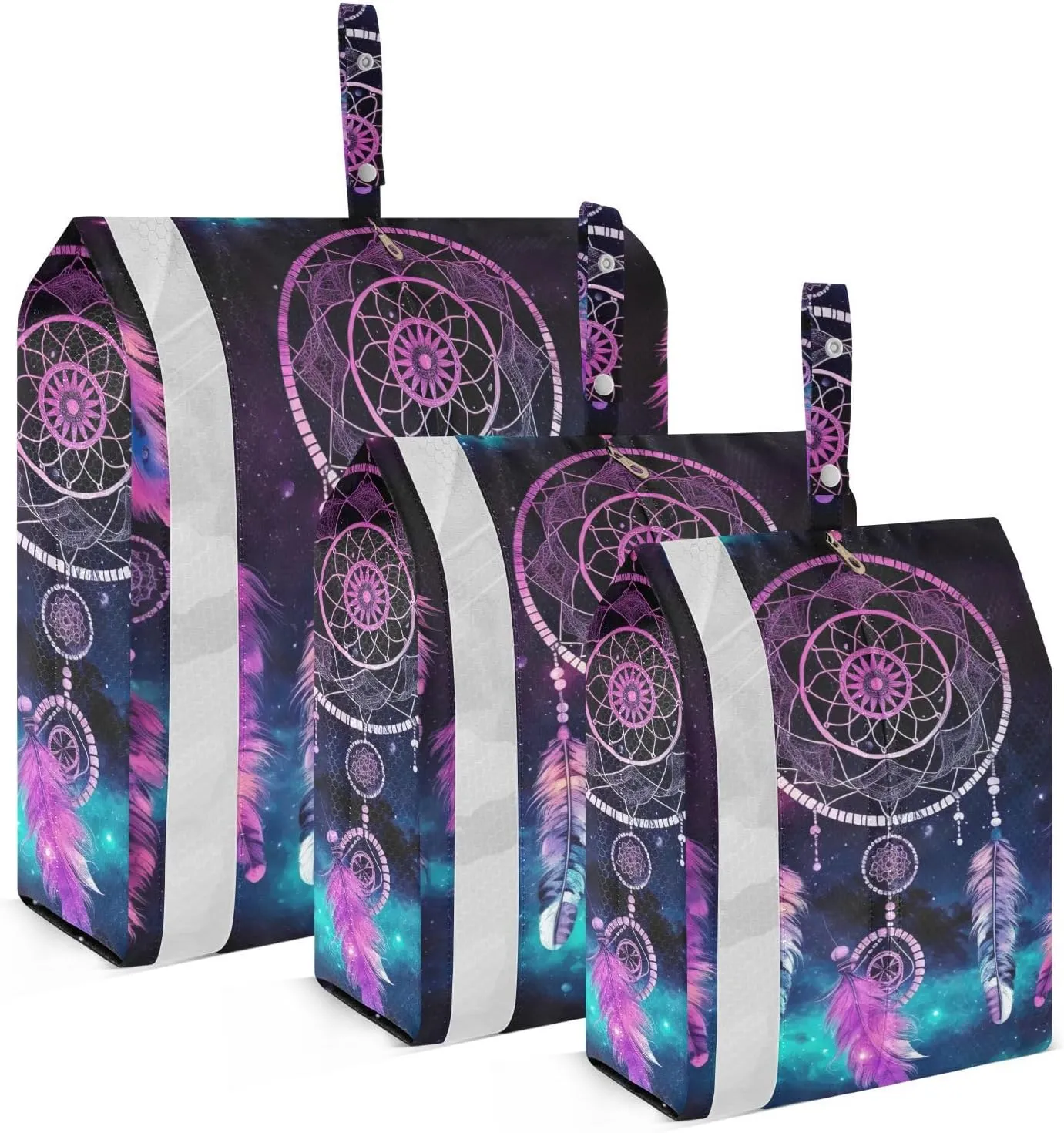 Purple Dream Catcher Packing Cubes Set of 3, Lightweight Travel Luggage Organizers Foldable Bags for Easy Packing and Organization