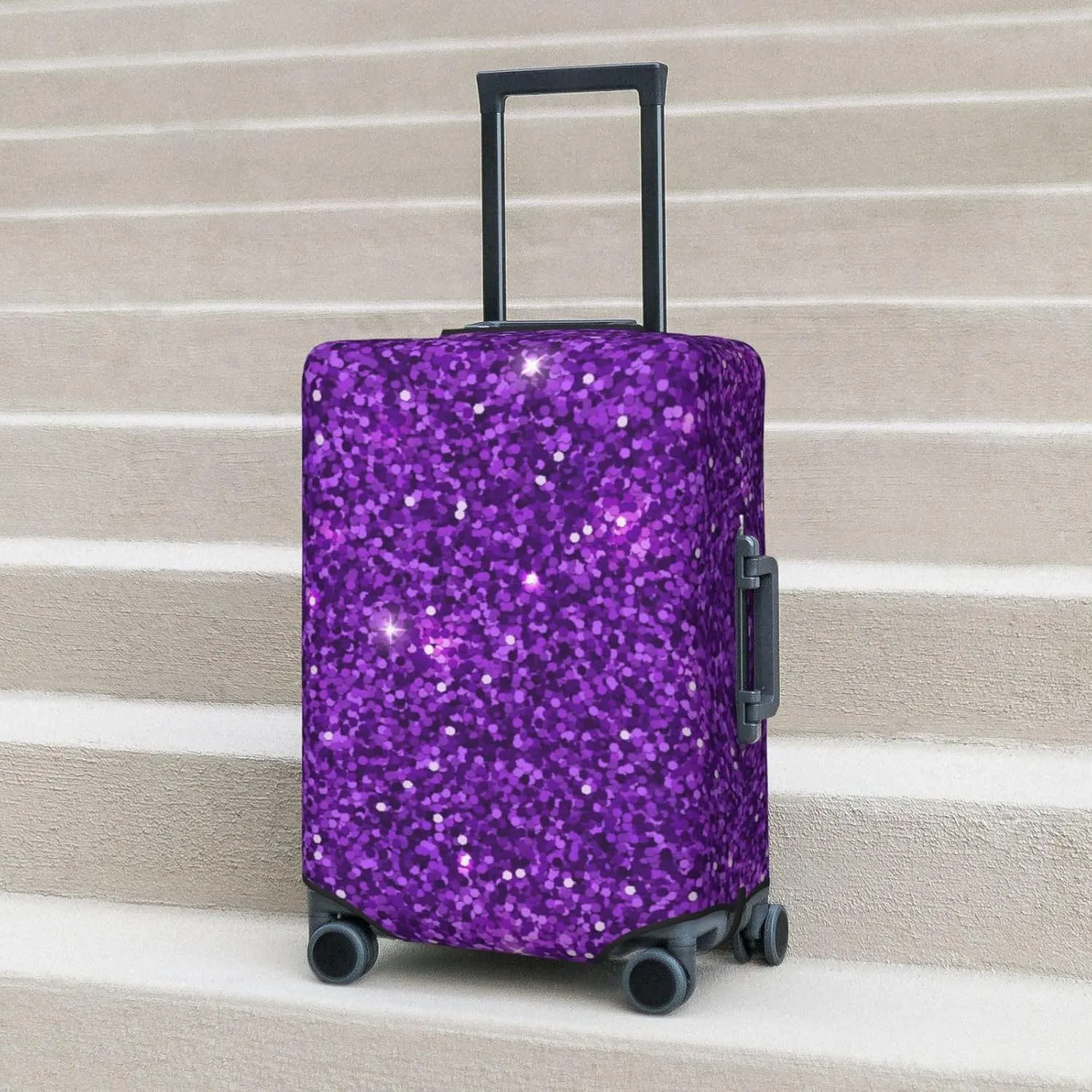 Purple Glitter Luggage Cover,Washable Suitcase Covers Fashion Luggage Covers,Anti-Scratch Suitcase Protector Cover