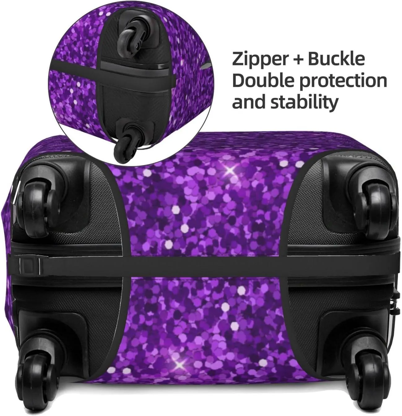 Purple Glitter Luggage Cover,Washable Suitcase Covers Fashion Luggage Covers,Anti-Scratch Suitcase Protector Cover