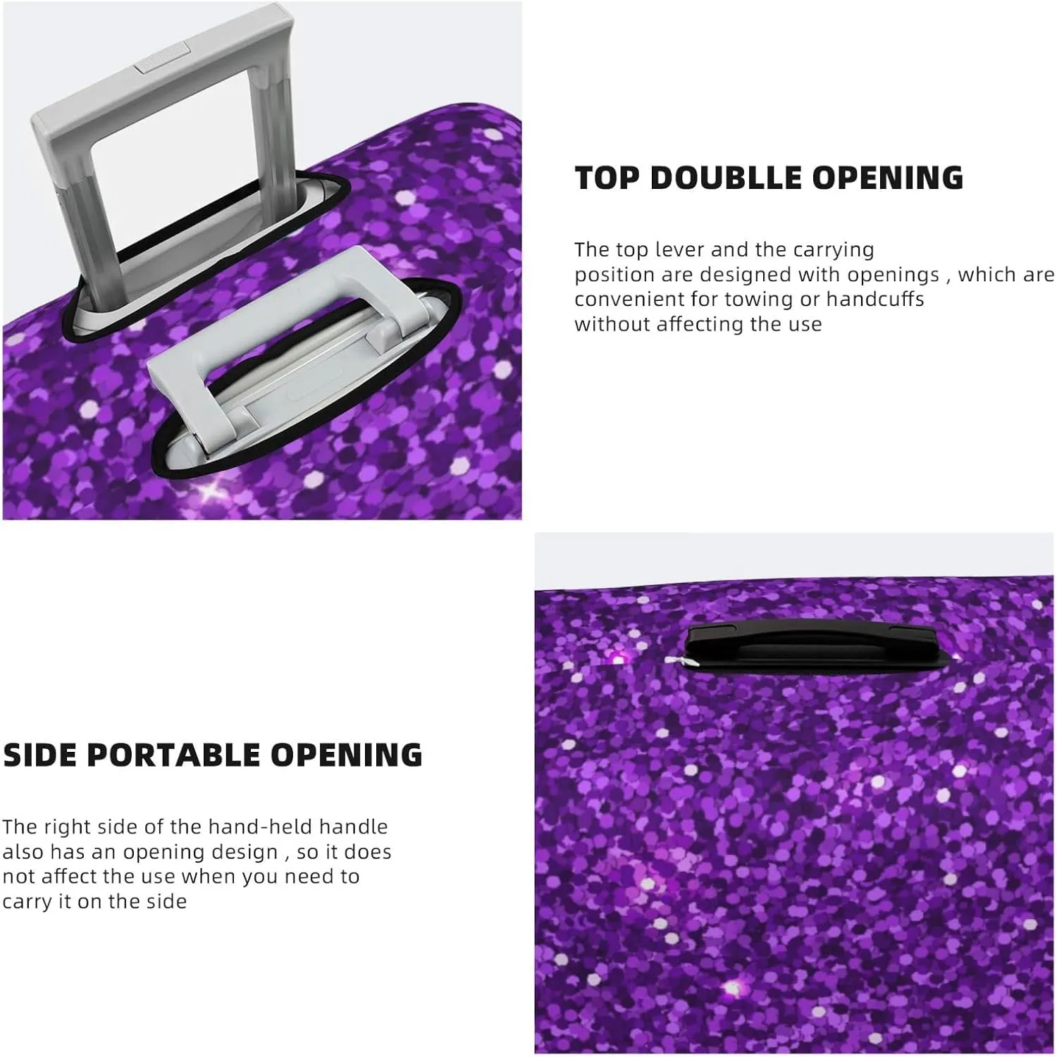 Purple Glitter Luggage Cover,Washable Suitcase Covers Fashion Luggage Covers,Anti-Scratch Suitcase Protector Cover