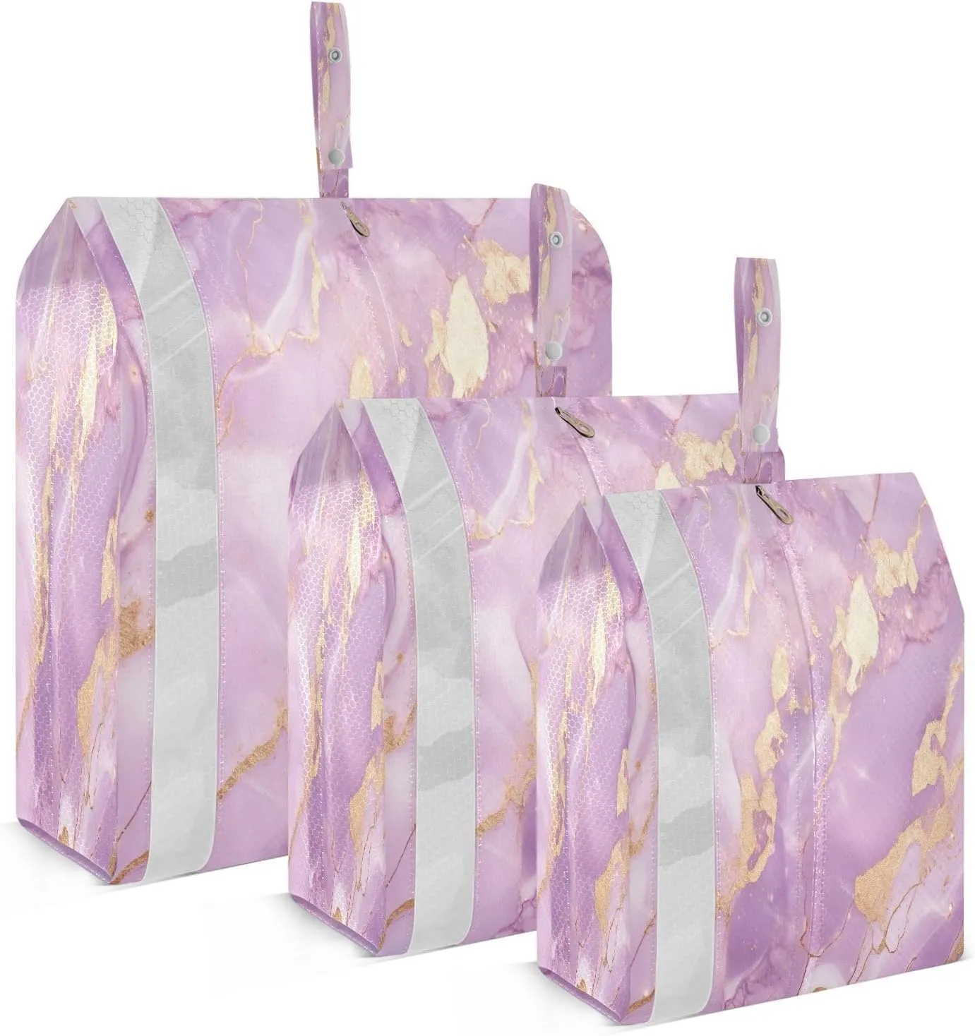 Purple Gold Marble Packing Cubes for Travel 3 Set Compression Travel Bags Luggage Organizer Bags for Luggage