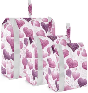 Purple Hearts Valentine Packing Cubes for Travel 3 Set Compression Travel Bags Luggage Organizer Bags for Carry On