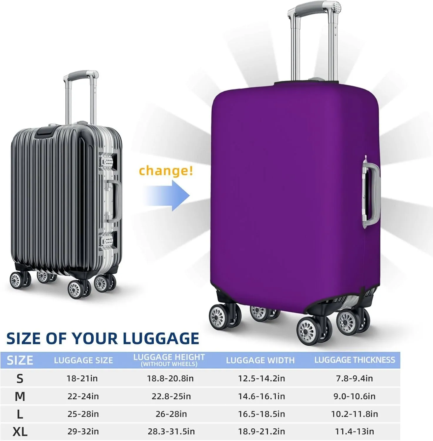 Purple Luggage Cover,Washable Suitcase Covers Fashion Luggage Covers,Anti-Scratch Suitcase Protector Cover