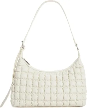 Quilted Crossbody Bags for Women Leather Vegan Pleated Plaid Purse Shoulder Bags Lightweight Puffer Bag Satchel Handbag