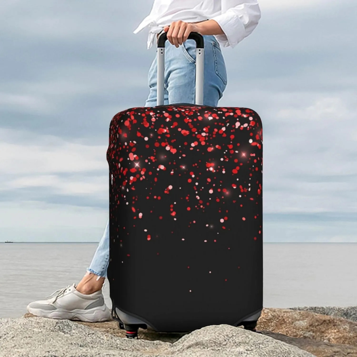 Red Glitter1 Luggage Cover,Washable Suitcase Covers Fashion Luggage Covers,Anti-Scratch Suitcase Protector Cover