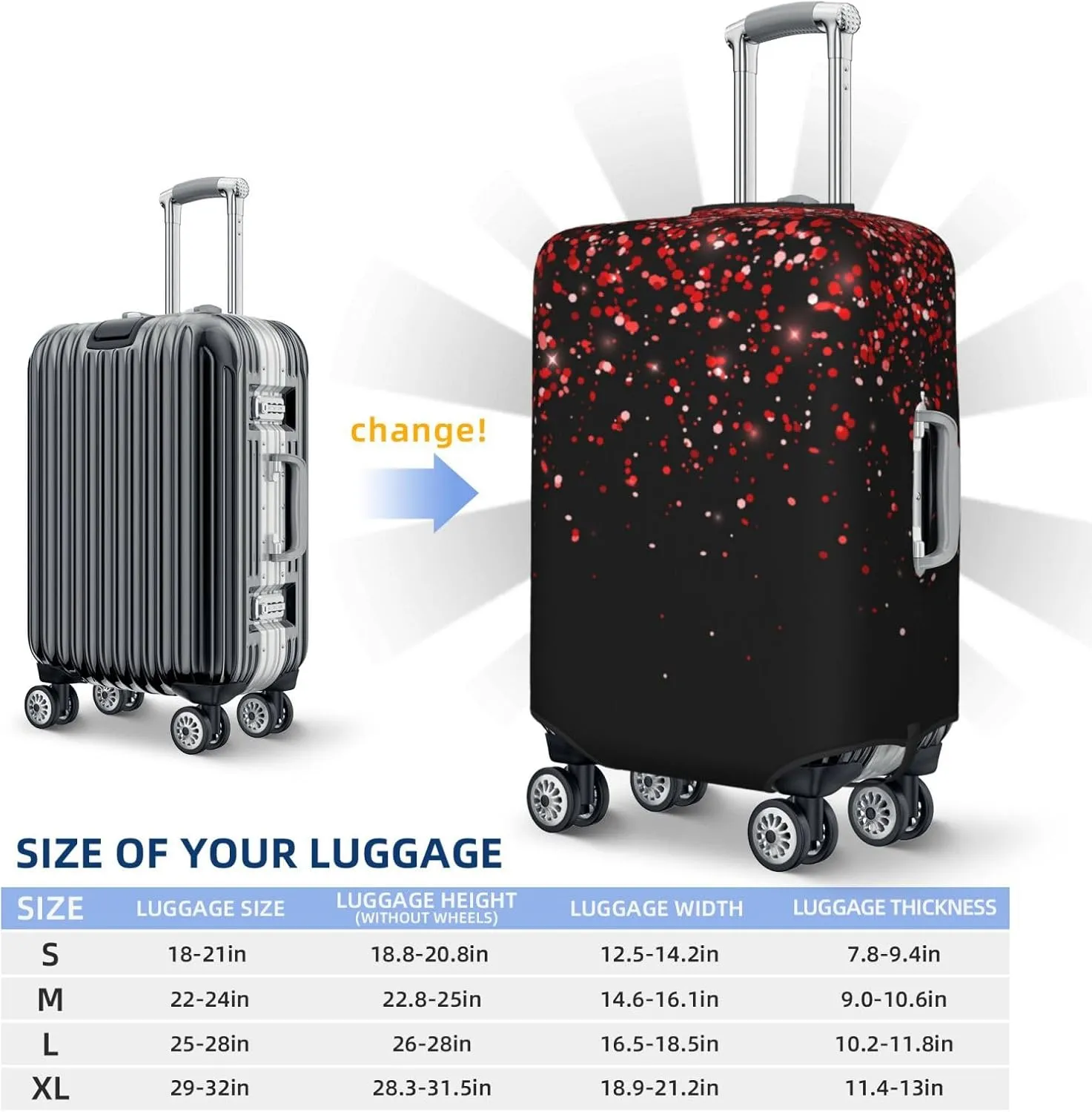 Red Glitter1 Luggage Cover,Washable Suitcase Covers Fashion Luggage Covers,Anti-Scratch Suitcase Protector Cover