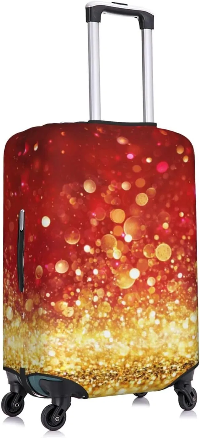 Red Gold Glitter Luggage Cover,Washable Suitcase Covers Fashion Luggage Covers,Anti-Scratch Suitcase Protector Cover
