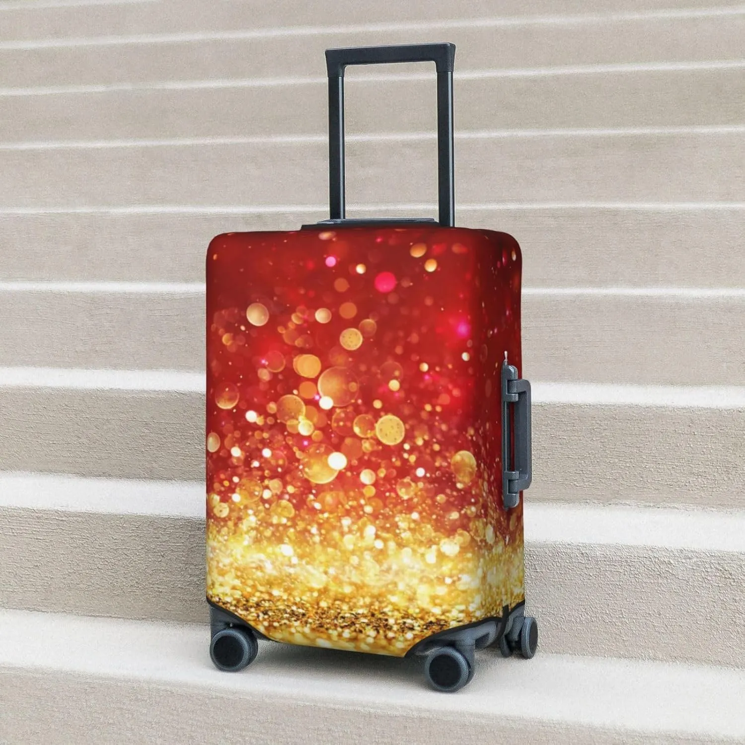 Red Gold Glitter Luggage Cover,Washable Suitcase Covers Fashion Luggage Covers,Anti-Scratch Suitcase Protector Cover