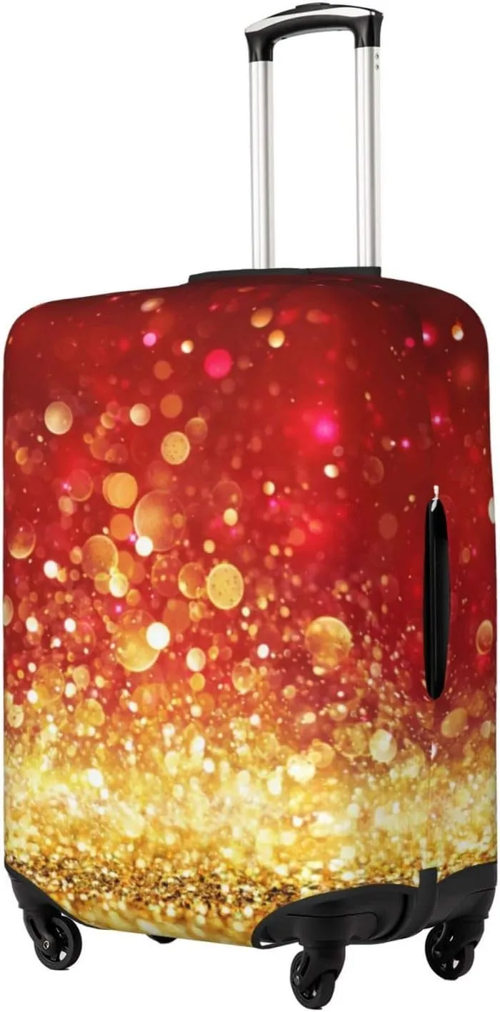 Red Gold Glitter Luggage Cover,Washable Suitcase Covers Fashion Luggage Covers,Anti-Scratch Suitcase Protector Cover