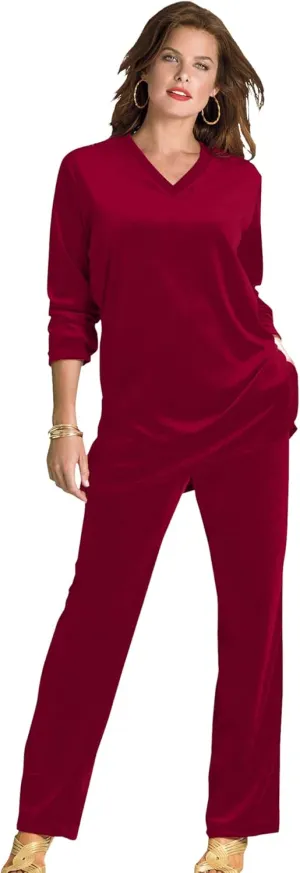 Roaman's Women's Plus Size Velour Jogger Set