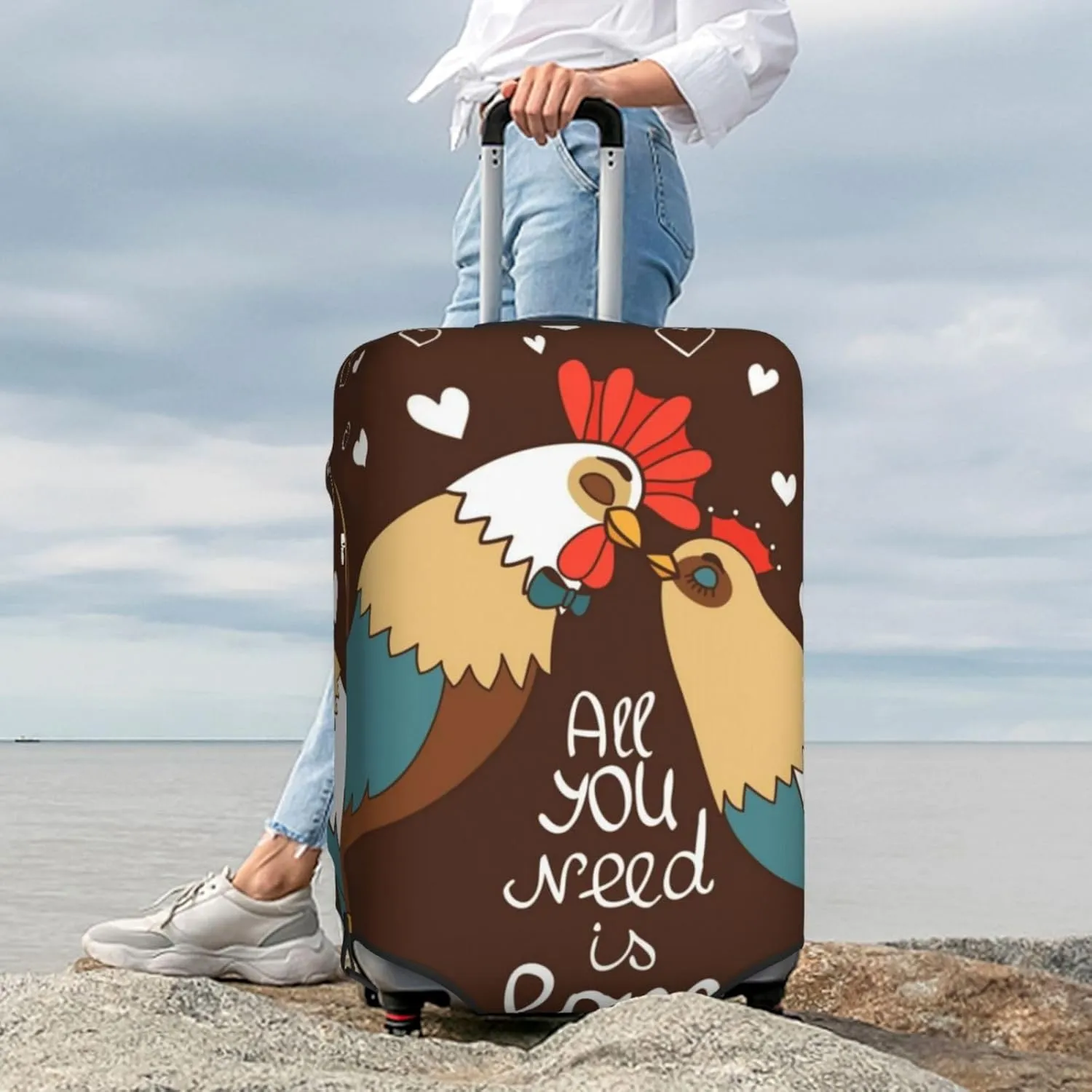 Rooster And Chicken Luggage Cover,Washable Suitcase Covers Fashion Luggage Covers,Anti-Scratch Suitcase Protector Cover