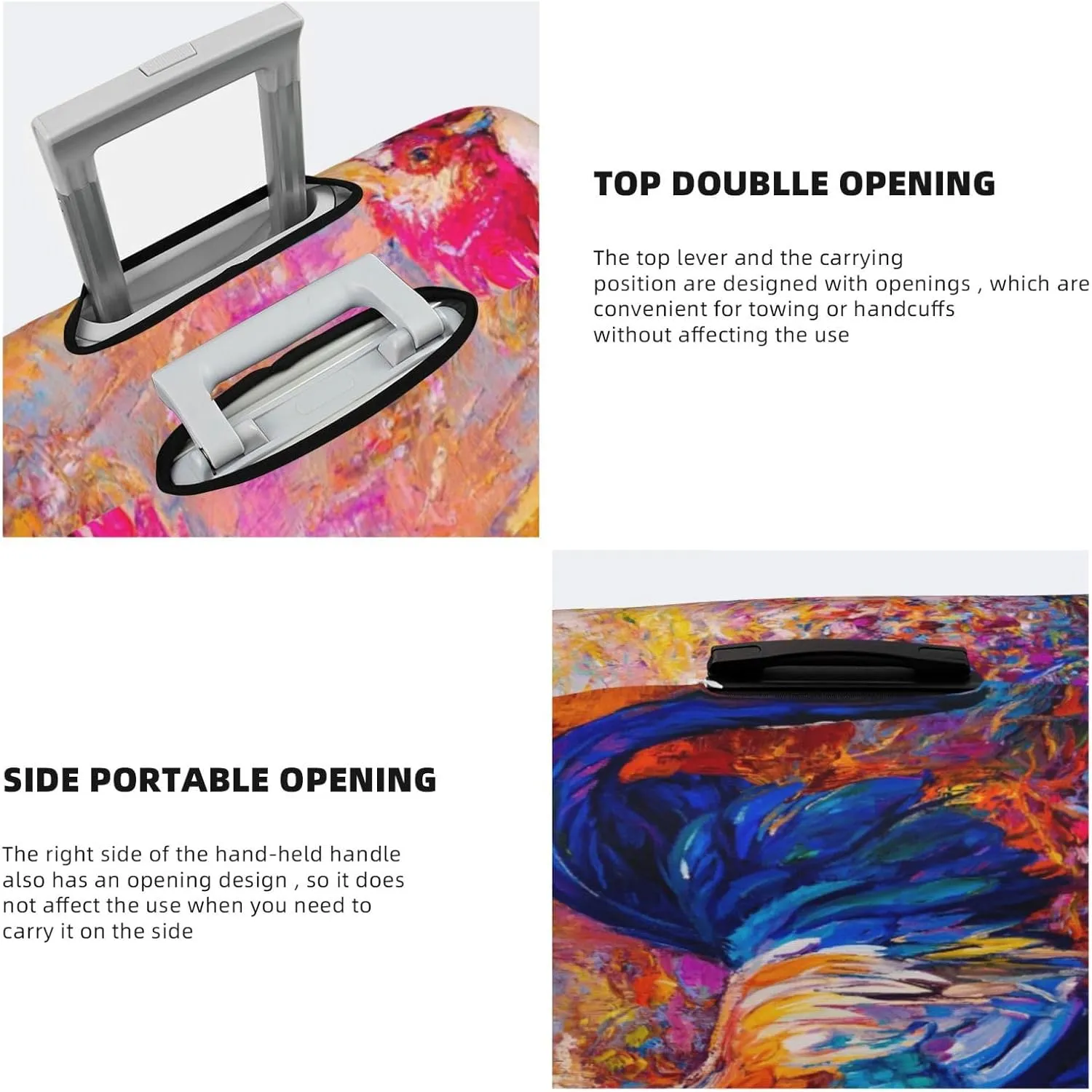 Rooster Oil Painting Luggage Cover,Washable Suitcase Covers Fashion Luggage Covers,Anti-Scratch Suitcase Protector Cover