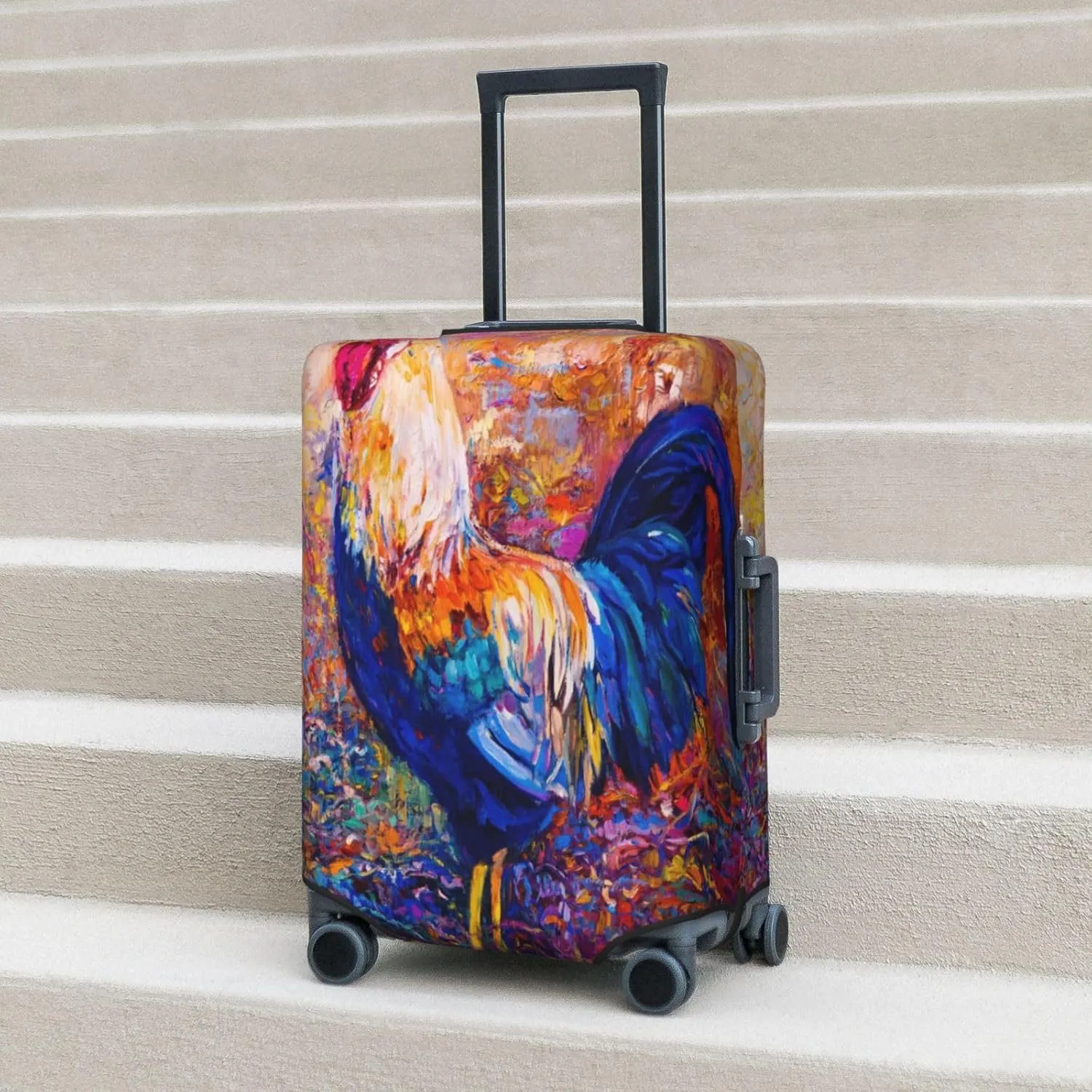 Rooster Oil Painting Luggage Cover,Washable Suitcase Covers Fashion Luggage Covers,Anti-Scratch Suitcase Protector Cover