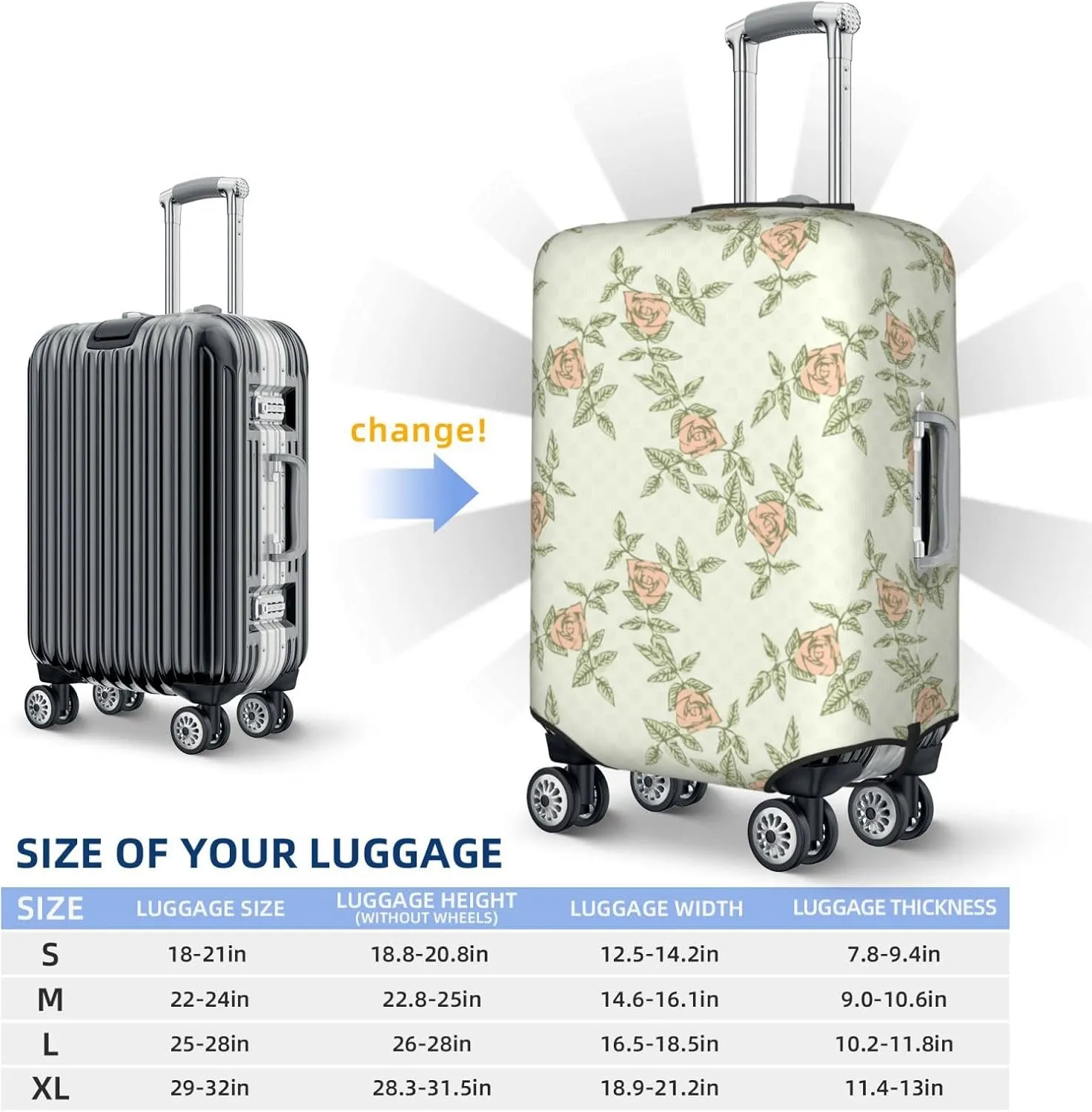 Rose (2) Luggage Cover,Washable Suitcase Covers Fashion Luggage Covers,Anti-Scratch Suitcase Protector Cover