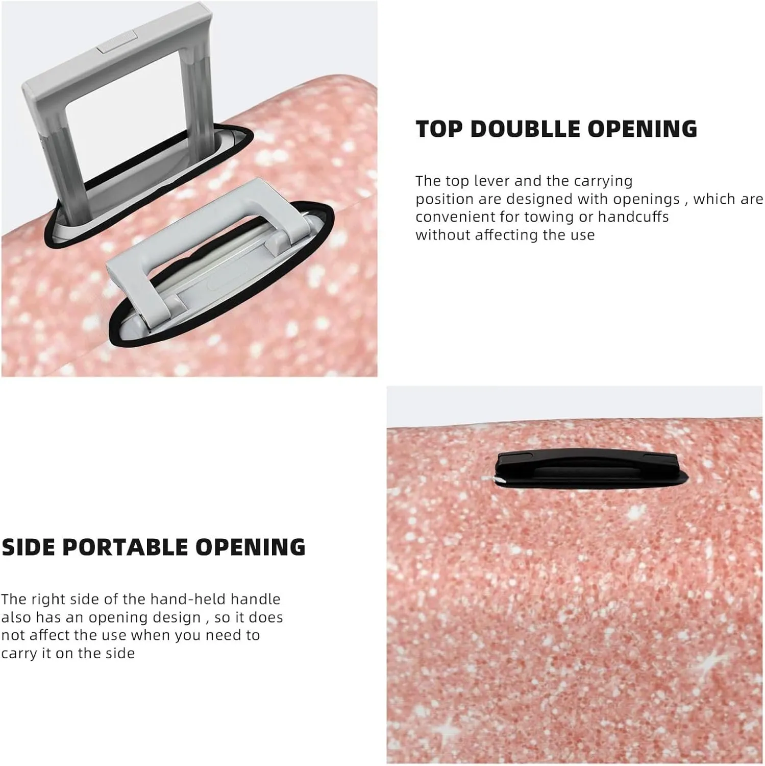 Rose Gold Glitter Luggage Cover,Washable Suitcase Covers Fashion Luggage Covers,Anti-Scratch Suitcase Protector Cover