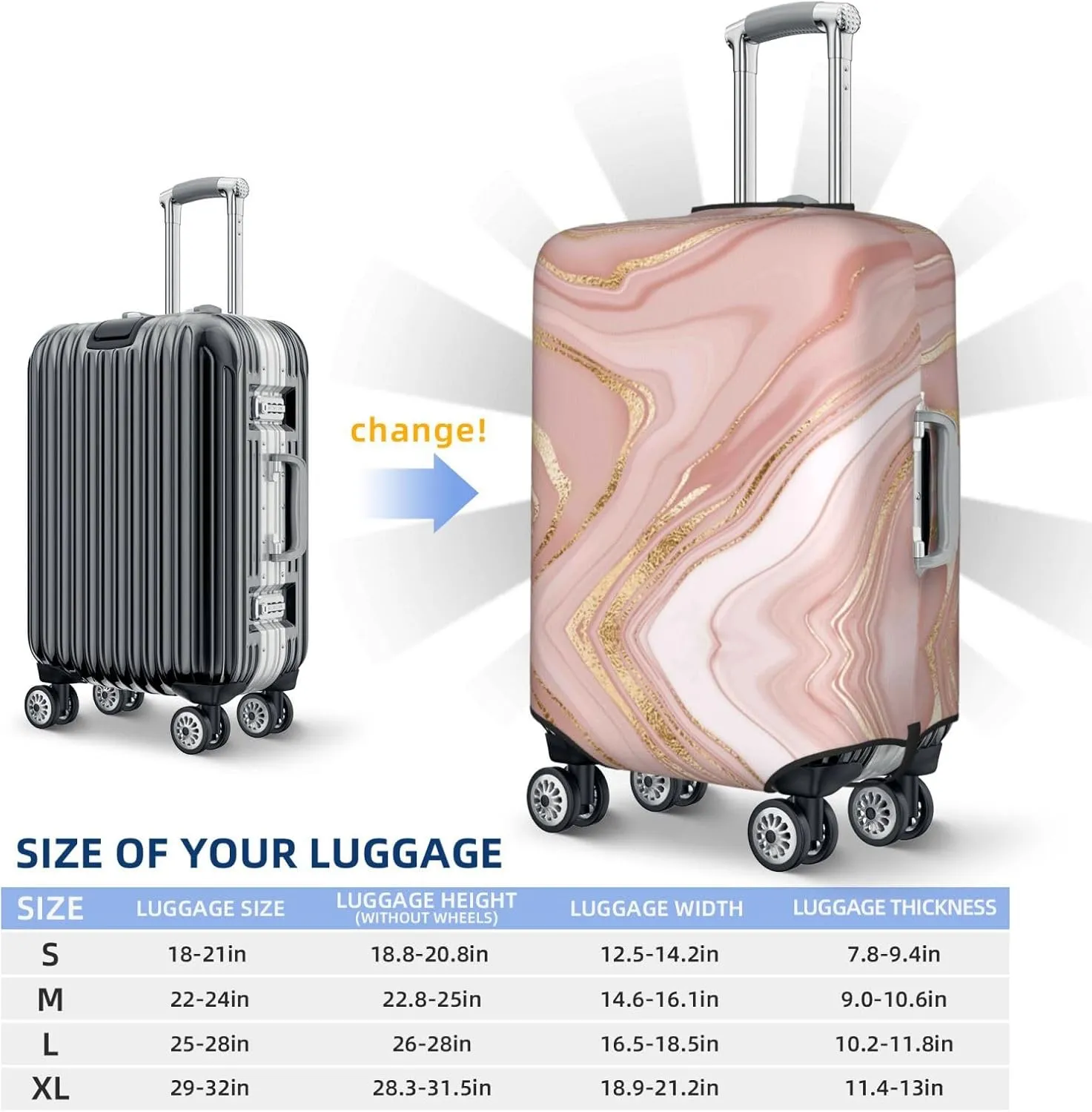 Rose Gold Glitter Splatter Luggage Cover,Washable Suitcase Covers Fashion Luggage Covers,Anti-Scratch Suitcase Protector Cover
