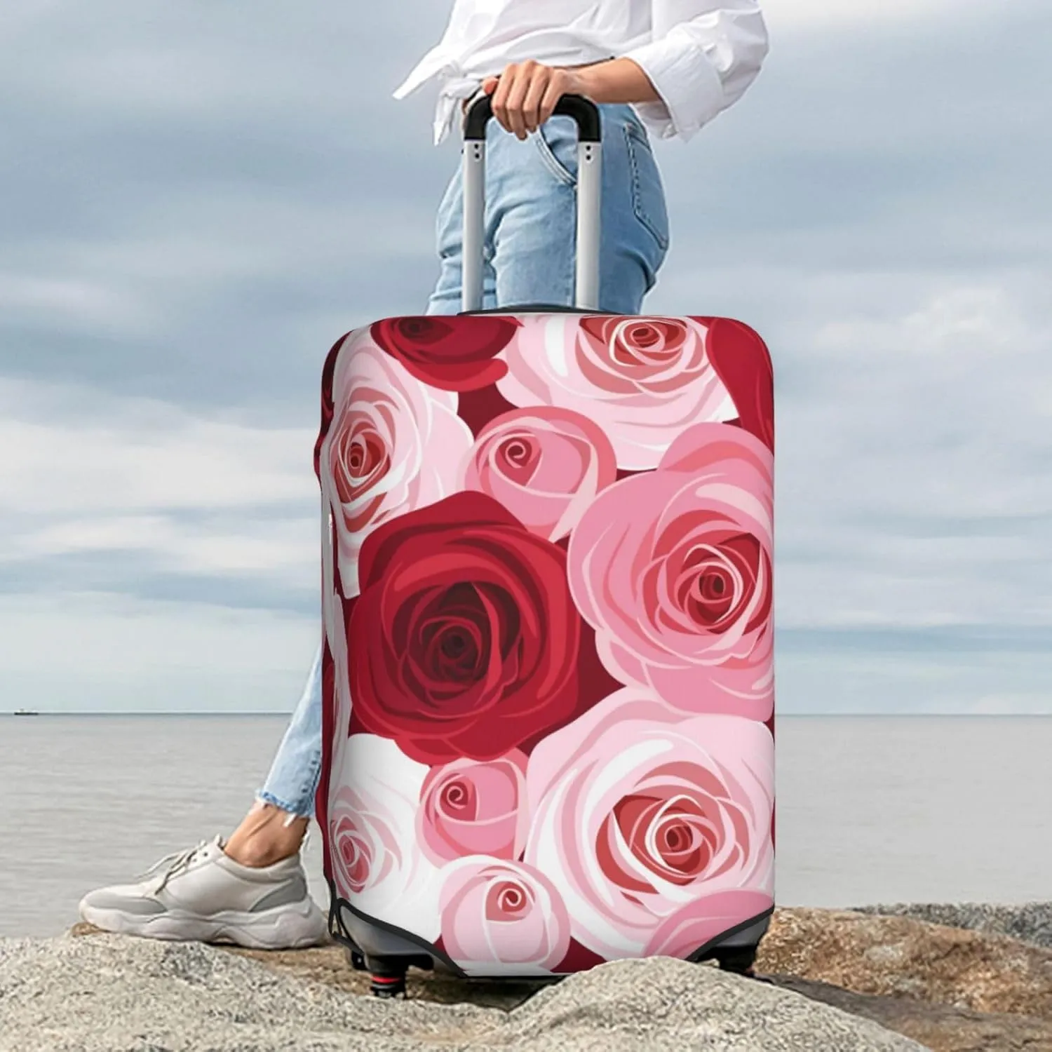 Rose Luggage Cover,Washable Suitcase Covers Fashion Luggage Covers,Anti-Scratch Suitcase Protector Cover