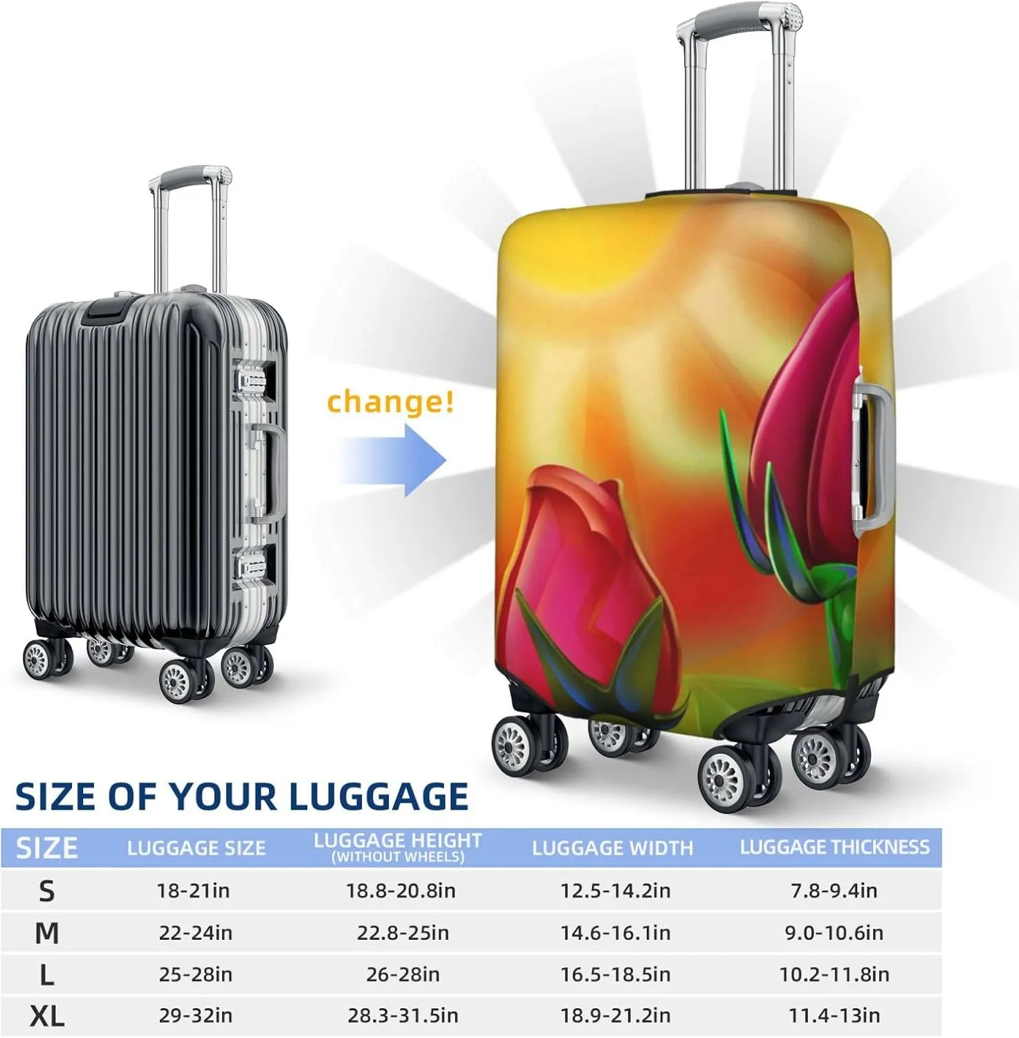 Rose Psychedelic Luggage Cover,Washable Suitcase Covers Fashion Luggage Covers,Anti-Scratch Suitcase Protector Cover