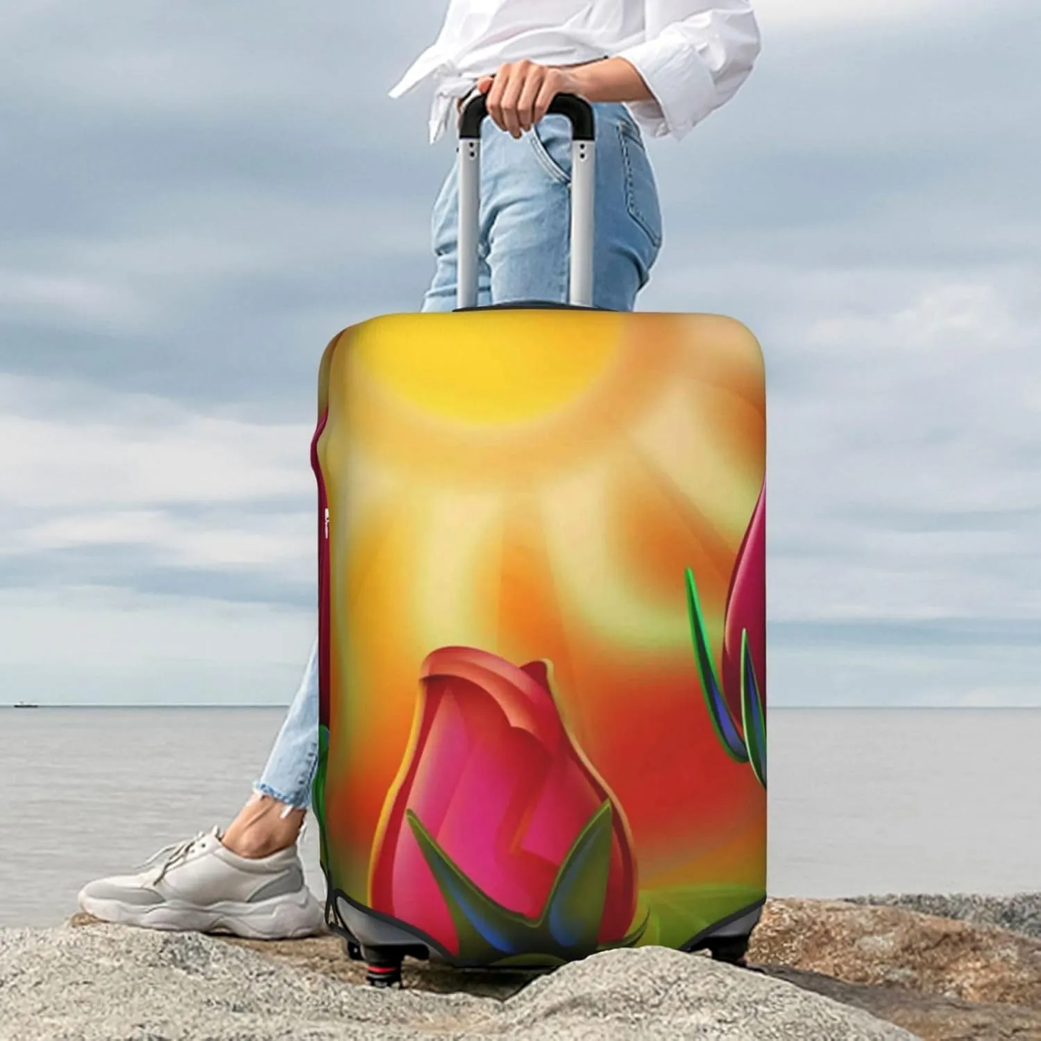 Rose Psychedelic Luggage Cover,Washable Suitcase Covers Fashion Luggage Covers,Anti-Scratch Suitcase Protector Cover