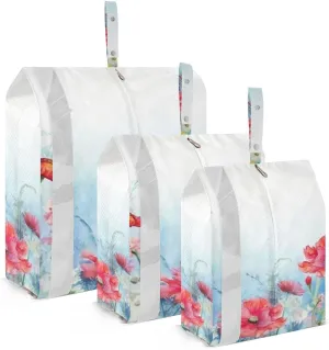 Rustic Wildflowers Packing Cubes Set of 3, Lightweight Travel Luggage Organizers Foldable Bags for Easy Packing and Organization