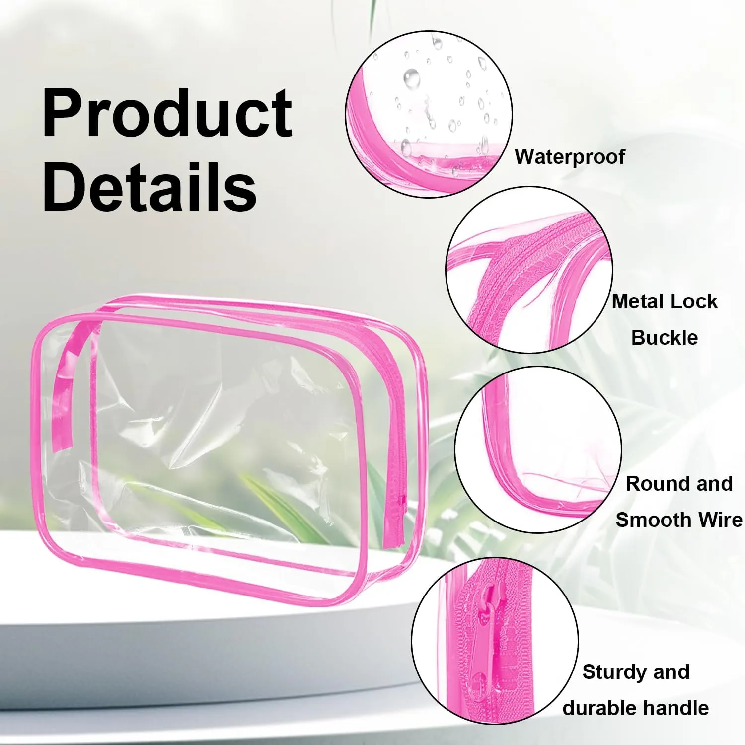 SAREAL Clear Travel Toiletry Bag Clear Makeup Bag, 12 Pcs Cosmetic Toiletry Bag Clear Makeup Organizer for Travel, Transparent Cosmetic Bag for Travel Makeup Organizer, Red